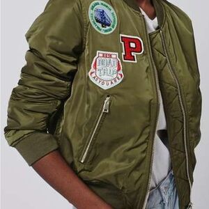 TOPSHOP Bomber Jacket Khaki Green Size 8 US